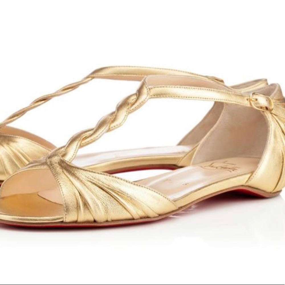 Christian Louboutin gold sandals - Jazzy Doll Play Nappa Laminata
